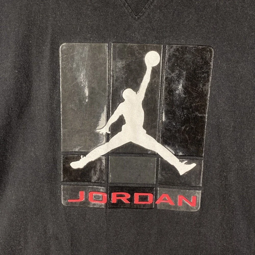 Vintage Jordan T Shirt Mens‎ Size XXL Faded Black Jumpman Spellout Basketball